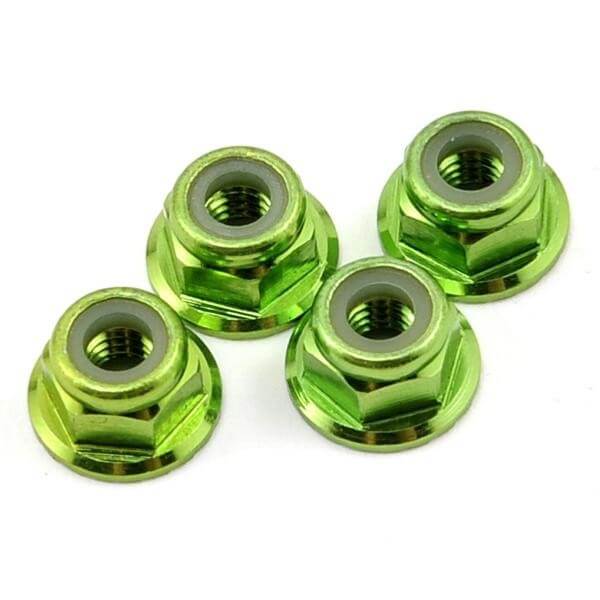 4 Écrous alu anodisé Nylstop M4 vert - Traxxas 1747G