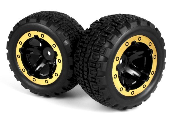 Roues Blackzon Slyder ST / Pneus assemblés 1/16 (or/noir) - 540095