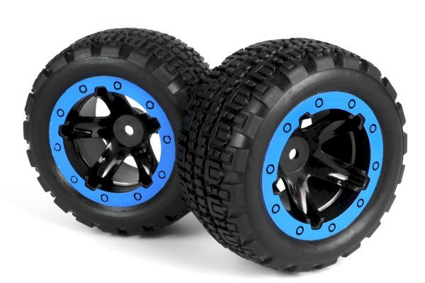 Roues Blackzon Slyder ST / Pneus assemblés 1/16 (bleu/noir) - 540109