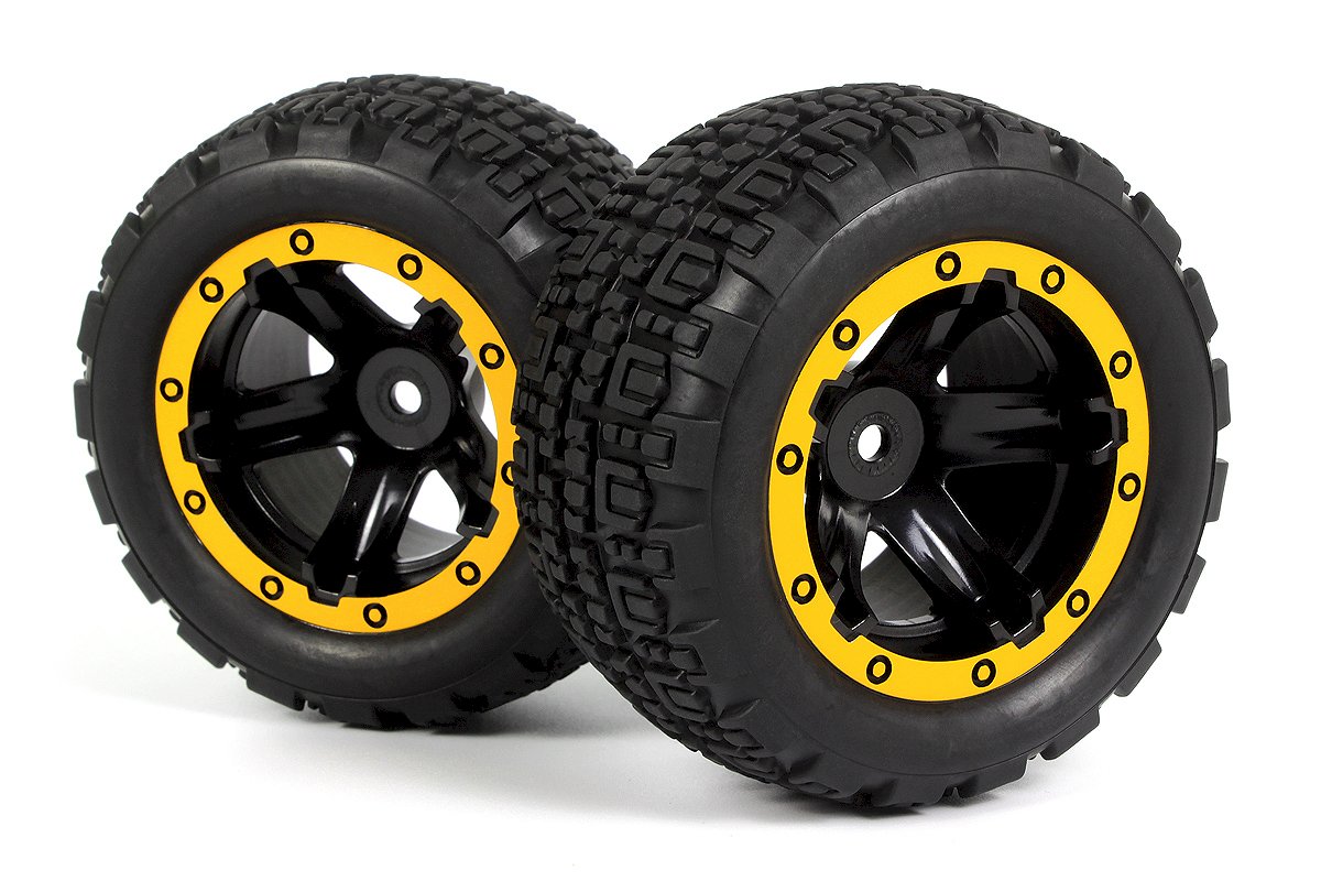 Roues Blackzon Slyder ST / Pneus assemblés 1/16 (jaune/noir) - 540261