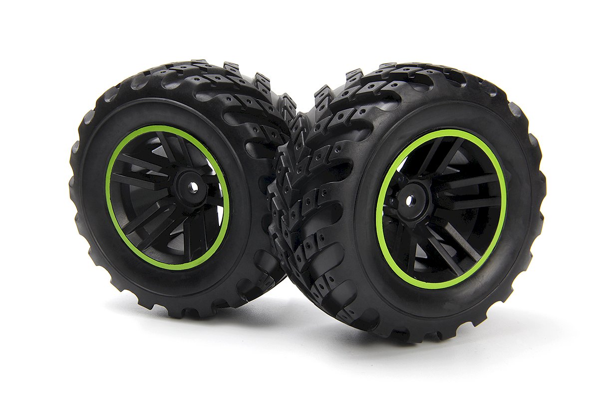 Roues et pneus BLACKZON Spryte assemblés (noir/vert) - 540324 - Breizh Modélisme.