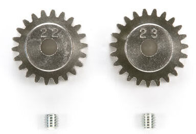 2 Pignons 22 et 23 dents M0,6 - Tamiya 50357
