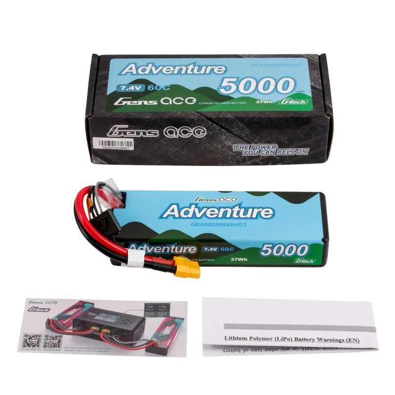 Batterie LiPo Gens Ace Adventure G-Tech 5000mAh 2S1P 7,4V 60C XT60 pour crawler