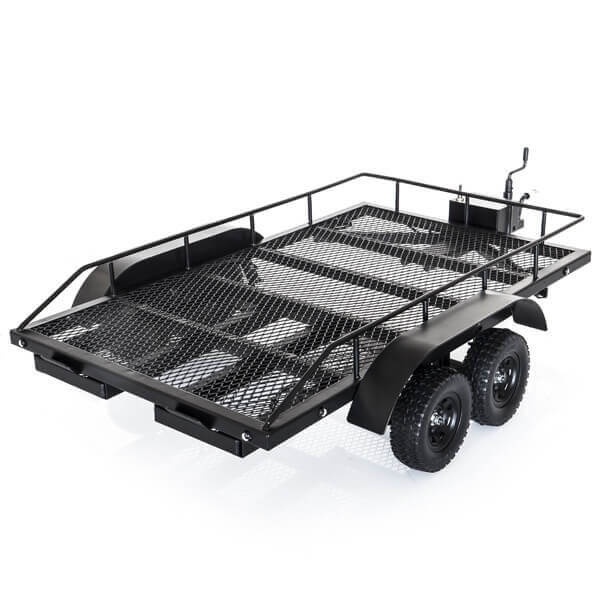 Trailer Remorque en acier double essieu avec kit Led (550x335mm) - Amewi 22197