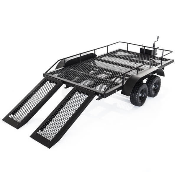 Trailer Remorque en acier double essieu avec kit Led (550x335mm) - Amewi 22197