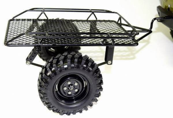 Remorque Tout Terrain en acier simple essieu - Accessoires pour crawler 1/10