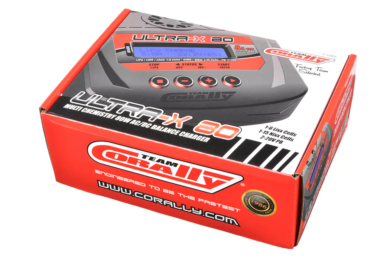 Chargeur Ultra-X 80 Team Corally 1-6S 80W Version EURO - C-51025-EU