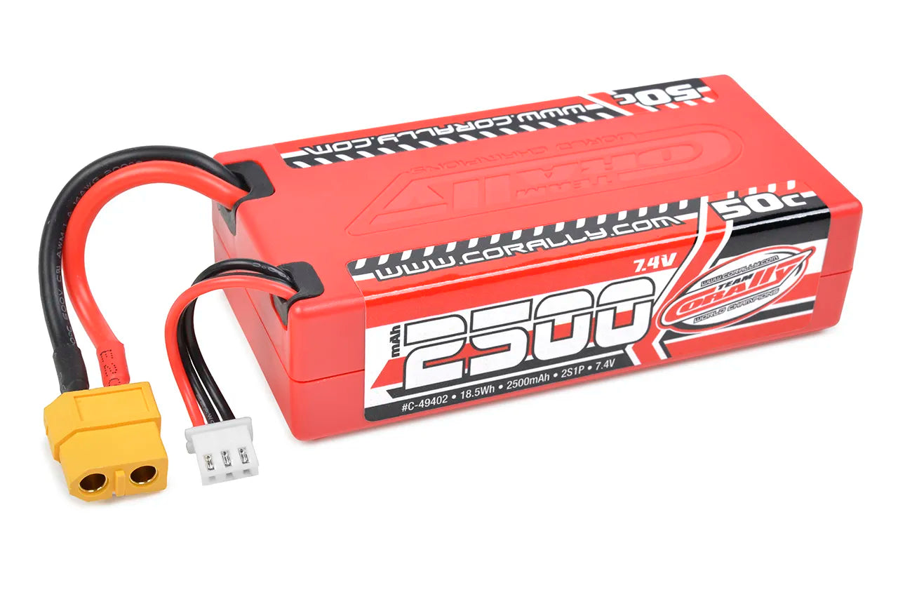 Batterie 2S 7,4V 2500mAh XT60 pour Corally Punisher XD et Furago XD - Breizh Modélisme.