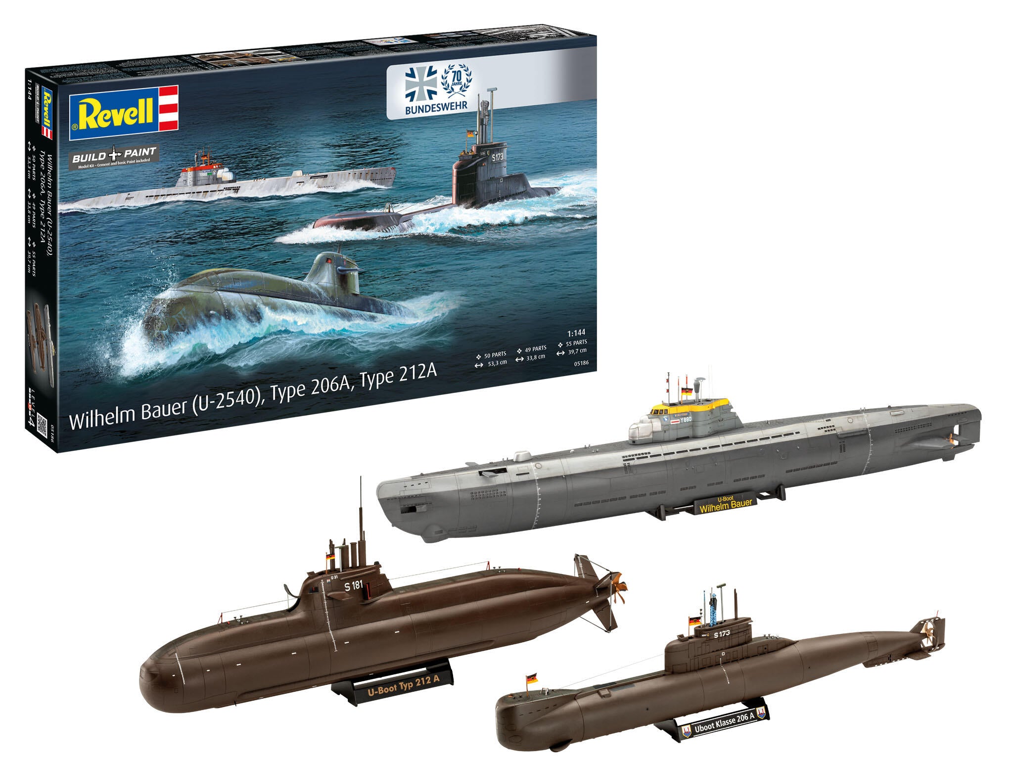 Maquette sous marin Revell 05186 70 Years Bundeswehr:Wilhelm Bauer,Type 206A,Class2