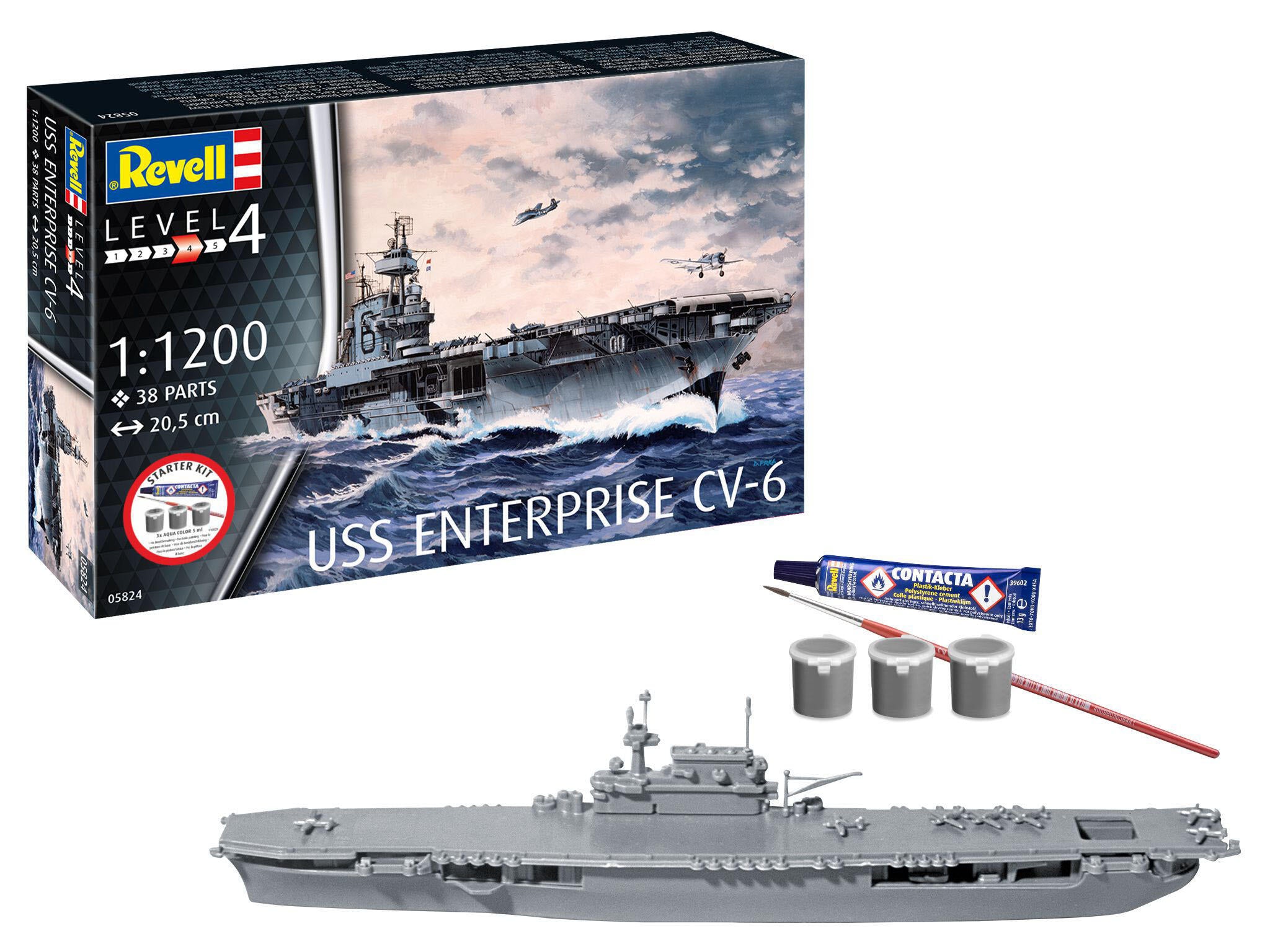 Maquette Revell Starter kit 75824 USS Enterprise CV-6 avec accessoires de base