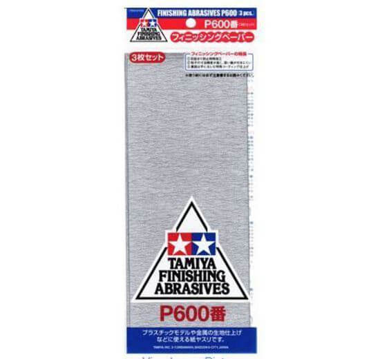 Maquette finition Papier abrasif P600 x3 - Tamiya 87055 -