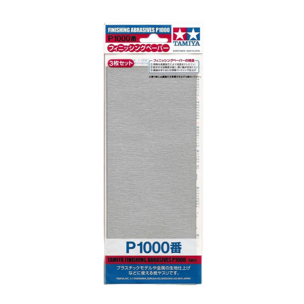 Maquette finition Papier abrasif P1000 x3 - Tamiya 87057 -