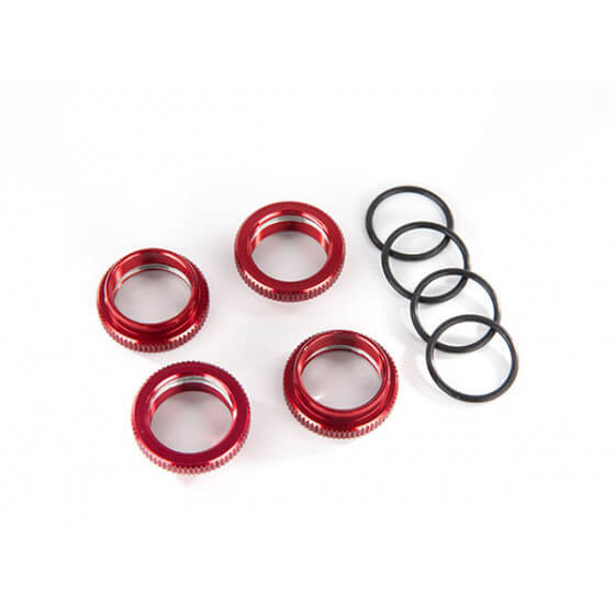 4 Bagues de Ressorts GT-Maxx Alu anodisées rouge Maxx- Traxxas TRX8968R