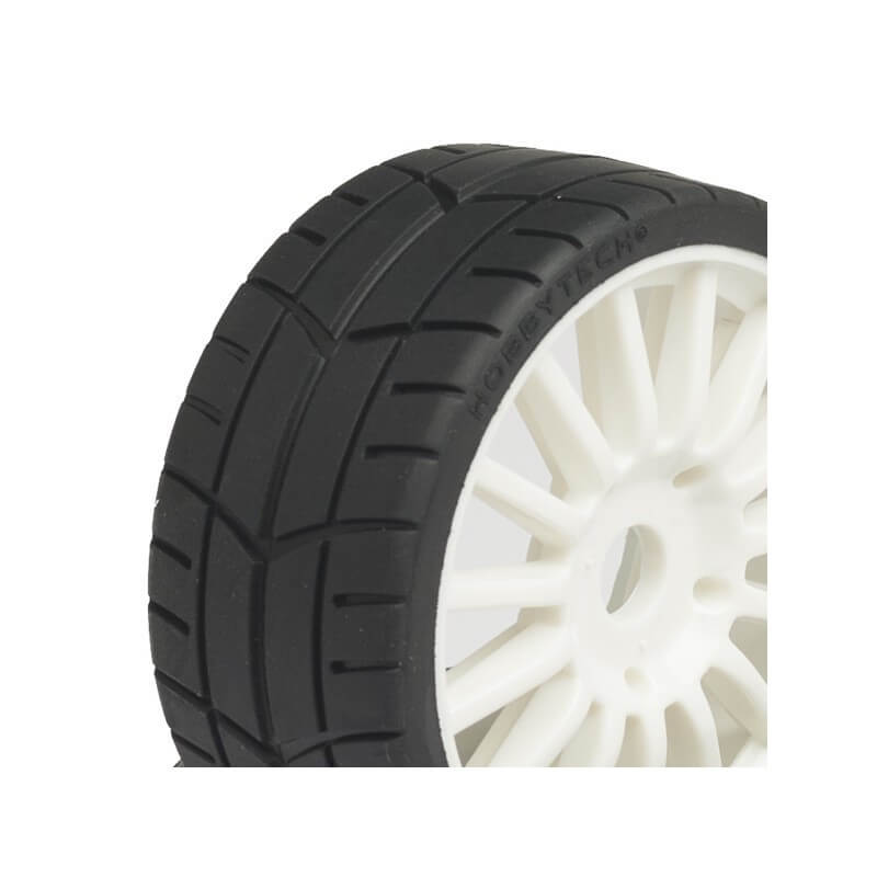 2 pneus et jantes Buggy 1/8 Rocket Av/Arr - Hobbytech HTR-T452