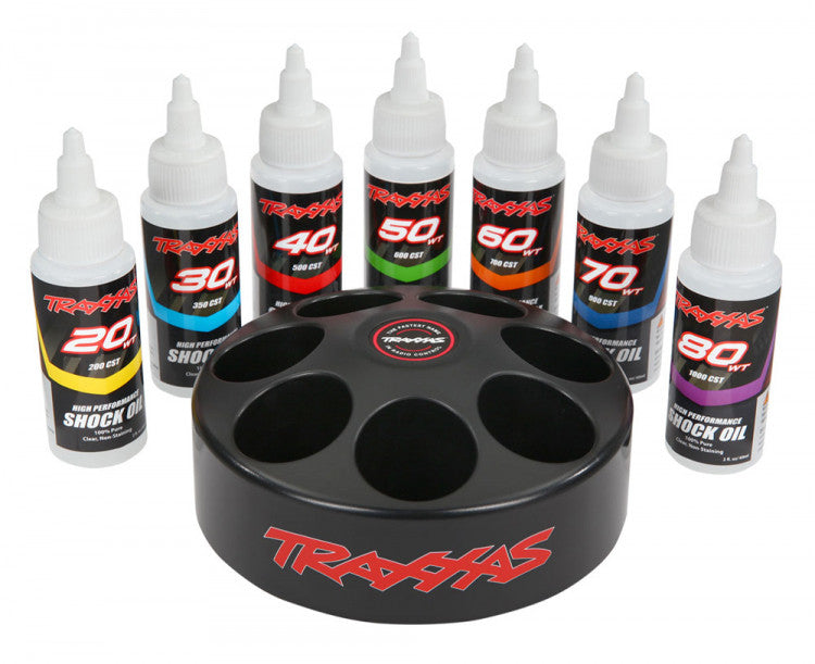 Traxxas 5038X Lot d'huiles silicone Amortisserurs 20/30/40/50/60/70/80WT + Carrousel