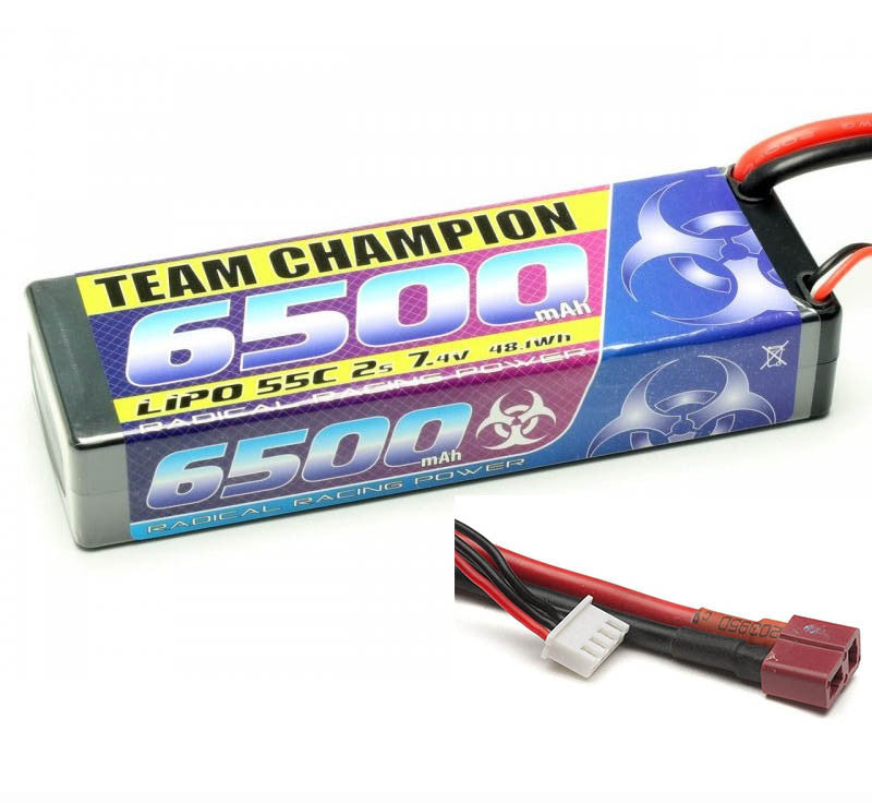 Batterie LiPo 2S 7,4V 6500 mAh 55C Team Champion - (138x47x25mm) Dean