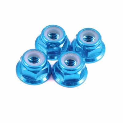 4 Écrous de roue M4 bleu (Voitures 1/10, 1/12) - HRC1051BL