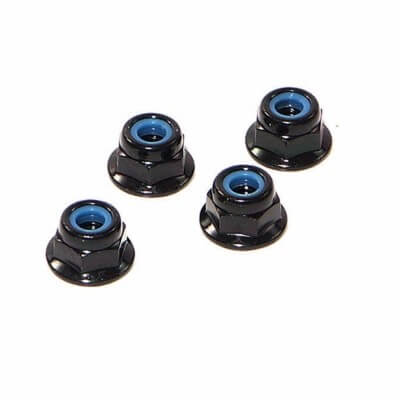4 Écrous de roue M4 noir (Voitures 1/10, 1/12) - HRC1051BK