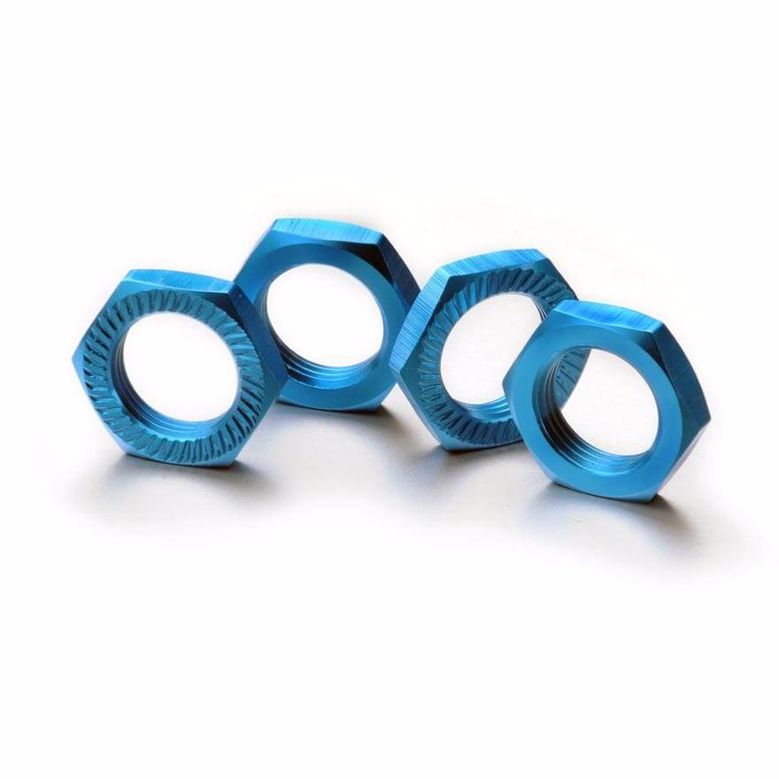 4 Écrous de roue 17mm bleu 1/8 - Absima 2560005