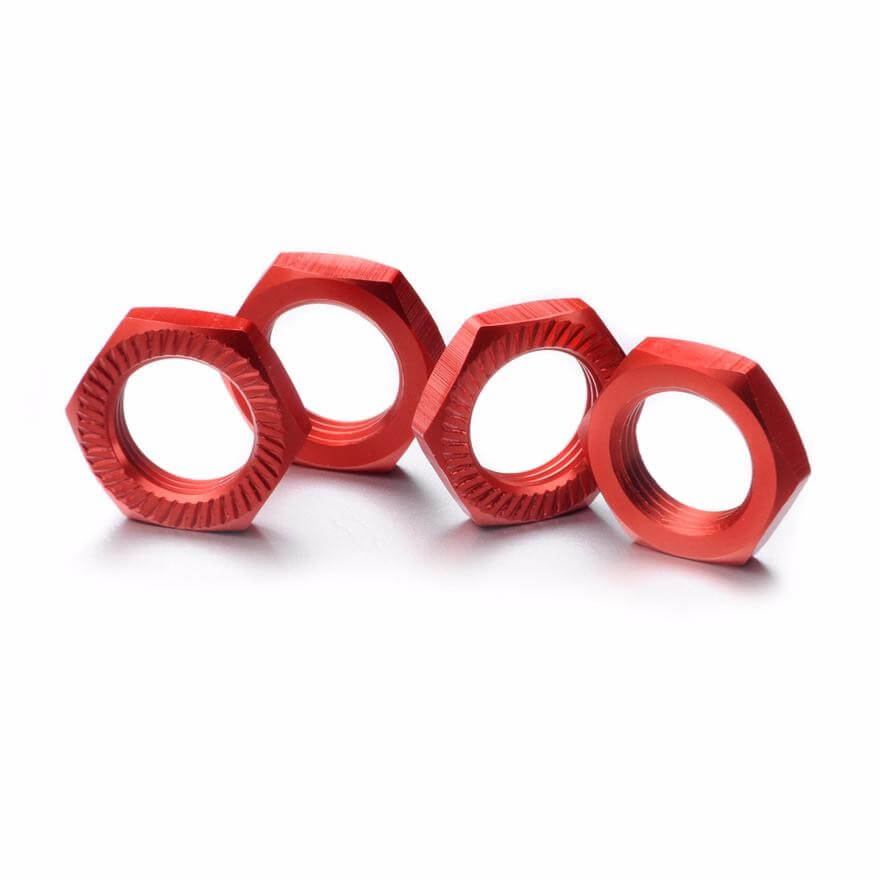 4 Écrous de roue 17mm rouge 1/8 - Absima 2560007