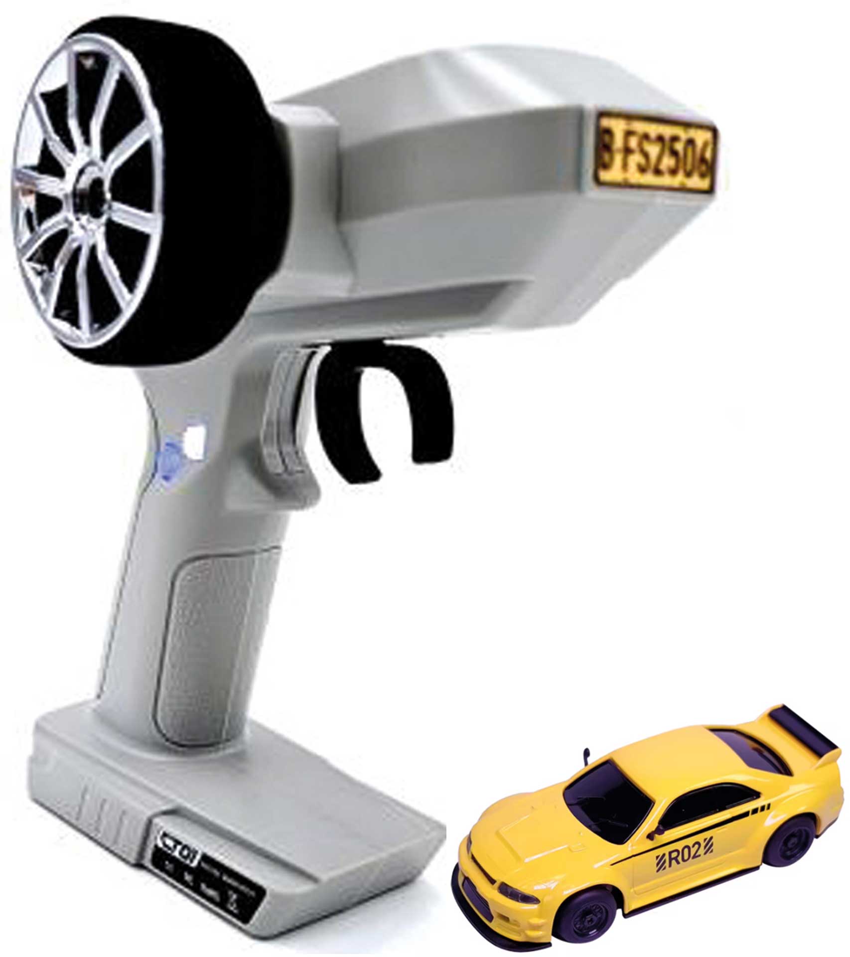 Pocket Racer Skyline jaune avec télécommande 1/64 - PR-X3-ge