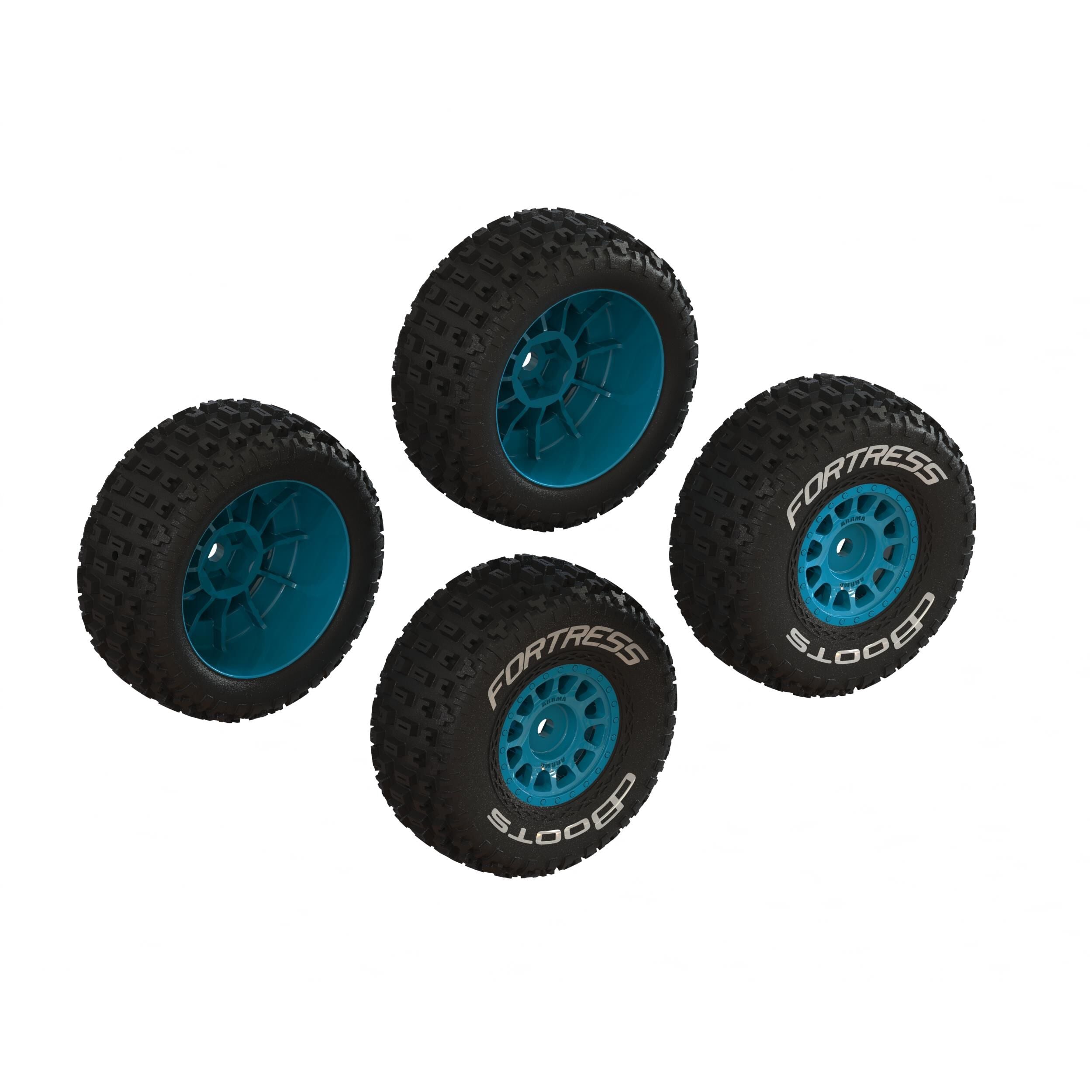 Jeu de pneus dBoots « FORTRESS » collés bleu (2 paires) - ARA-1571