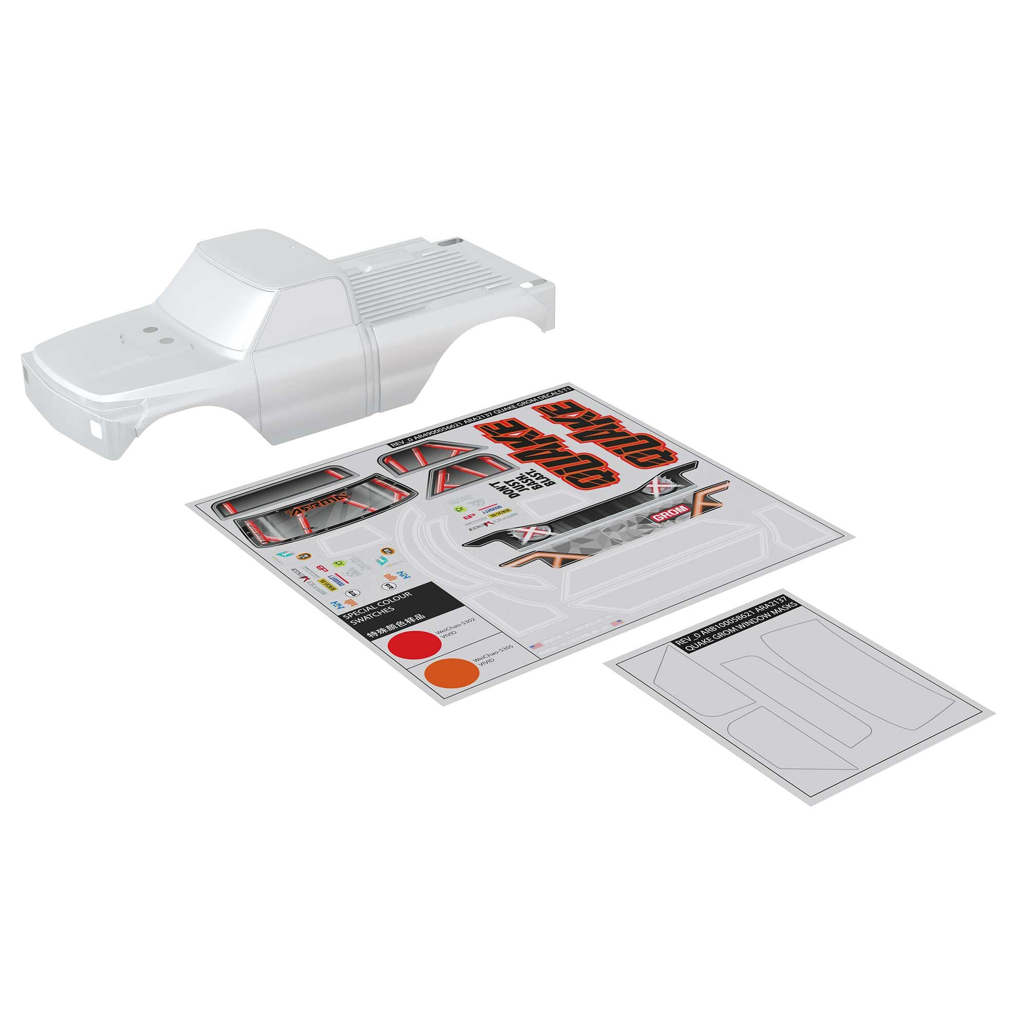 Carrosserie Quake GROM transparente (à peindre) - ARA-2613