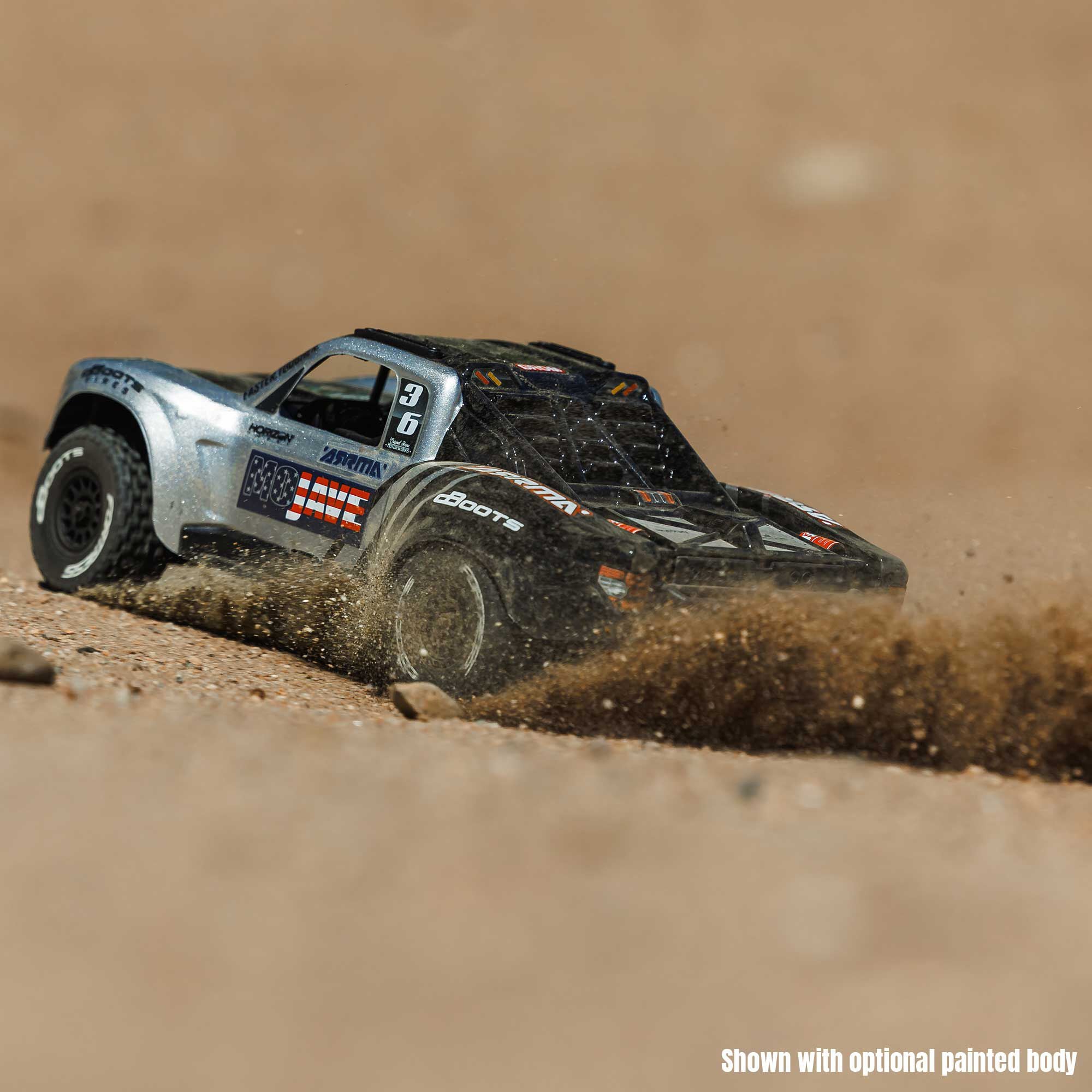 Arrma Mojave Grom Mega 1/16 RTA 4X4 Small Scale Desert Truck RTR transparent/noir
