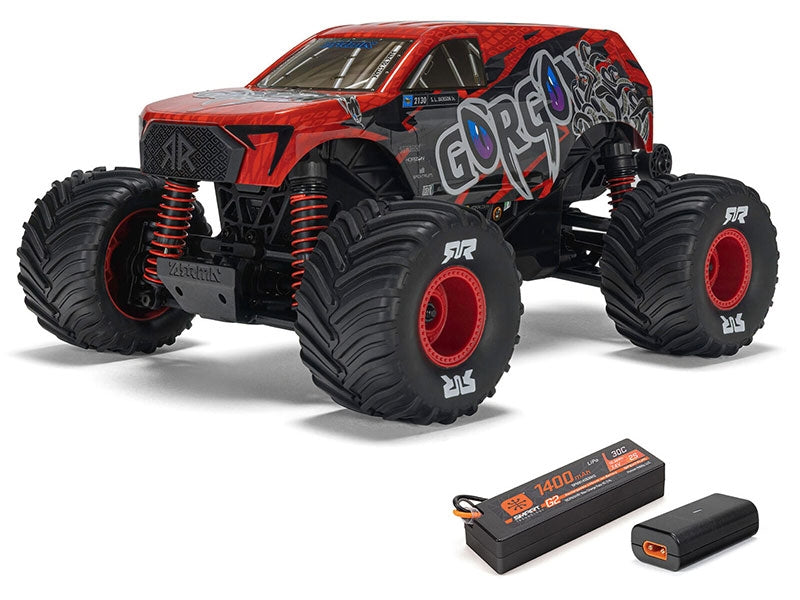 Arrma Monster Truck Gorgon GROM charbon 4X4 RTR 1/16 rouge - ARA2130T2