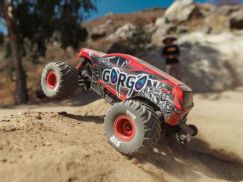 Arrma Monster Truck Gorgon GROM charbon 4X4 RTR 1/16 rouge - ARA2130T2