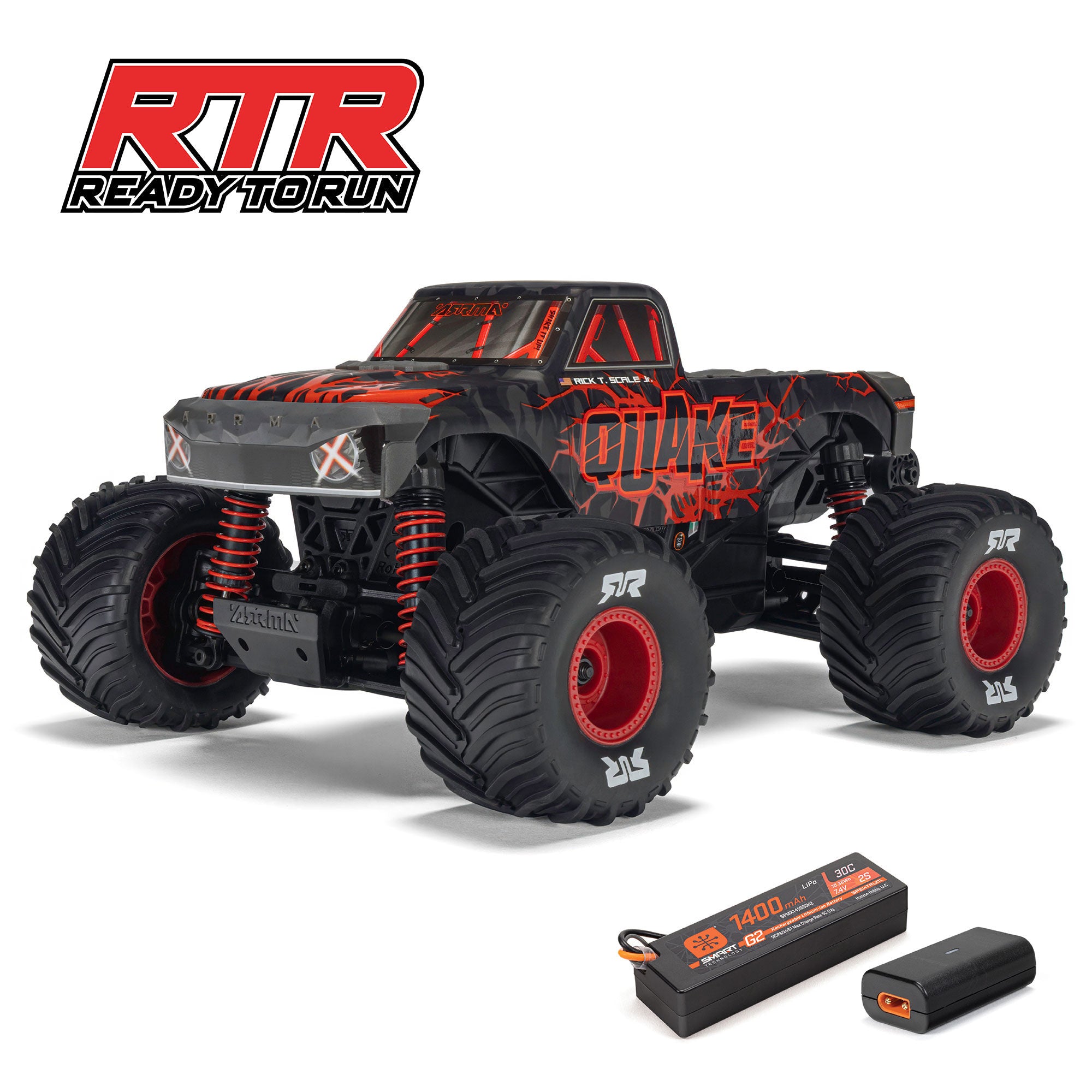 Arrma Monster Truck Quake GROM charbon 4X4 RTR 1/16 rouge - ARA2137T1