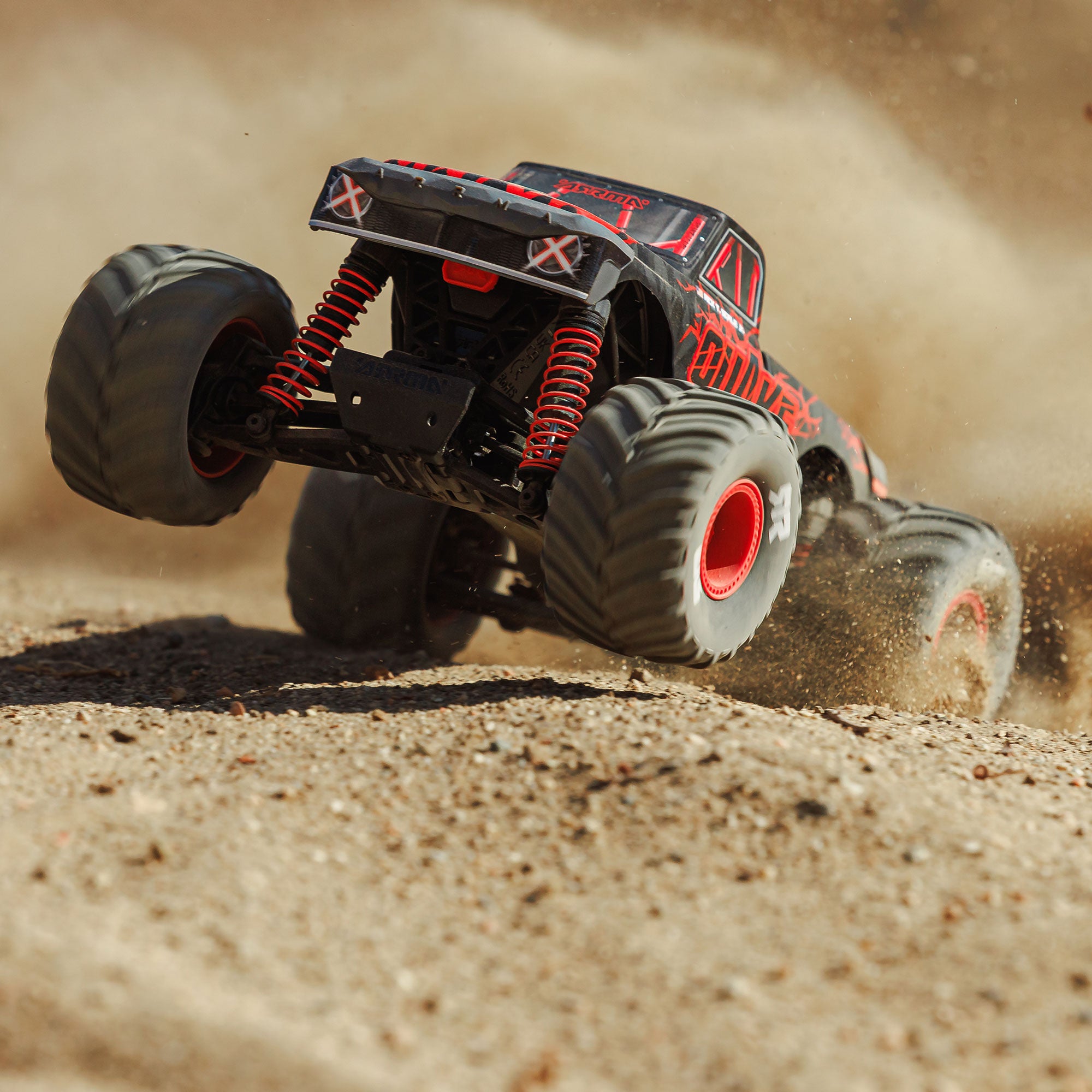 Arrma Monster Truck Quake GROM charbon 4X4 RTR 1/16 rouge - ARA2137T1