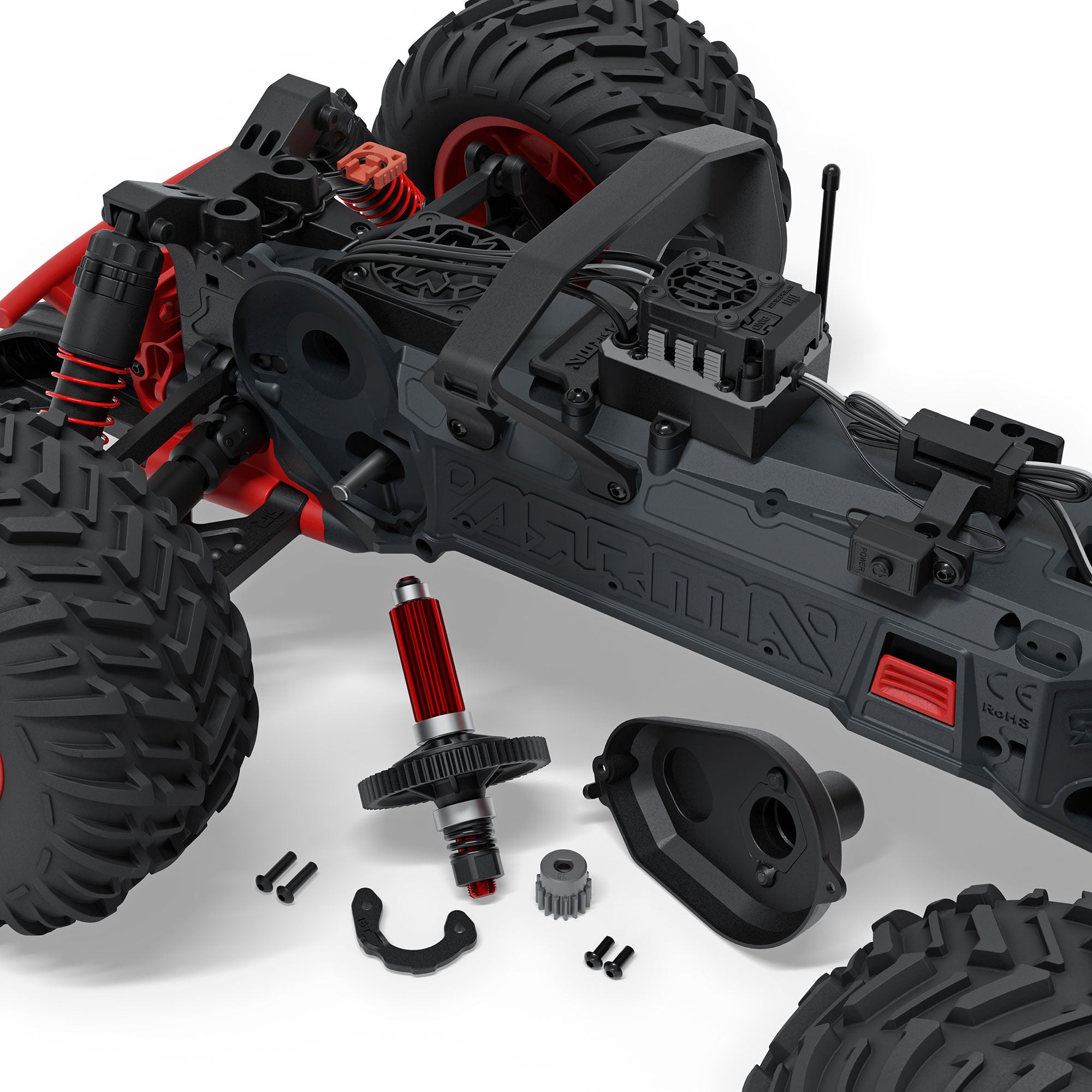 Arrma Monster Truck QUAKE 223S DSC 2WD RTR Brushless 1/10 rouge - ARA3537T1