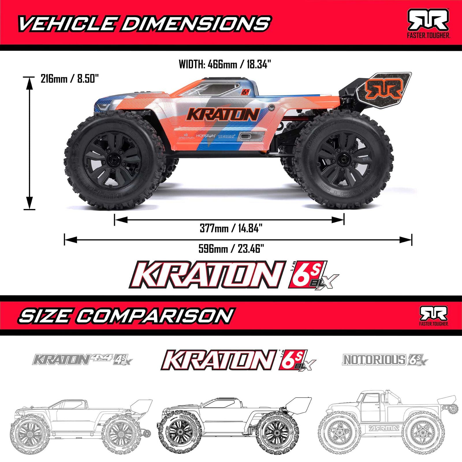 ARRMA Kraton 6S V6 4X4 BLX Brushless Monster 1/8 RTR vert ARA8608V6T3