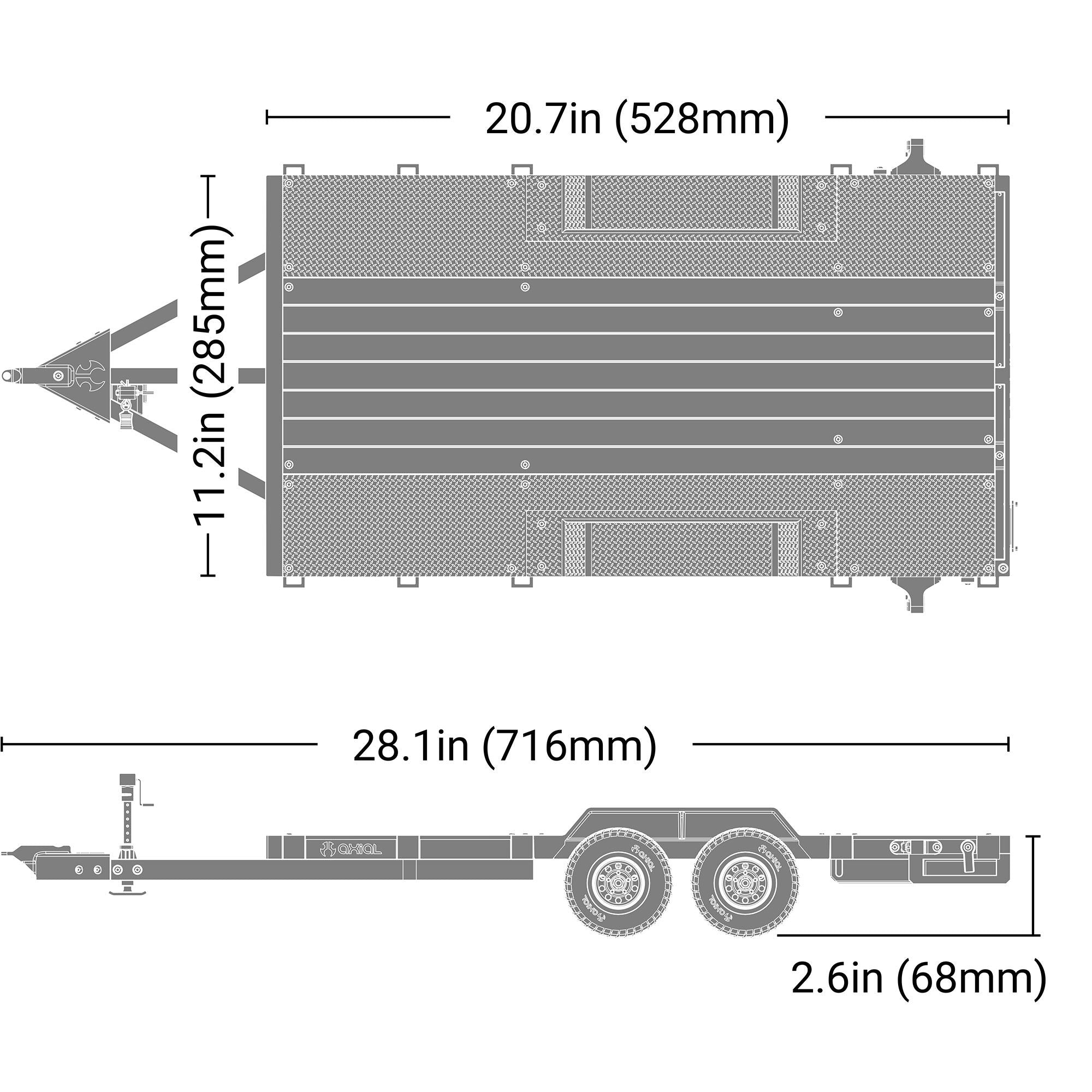 Remorque à plateau Axial 1/10 SCX10 - AXI-3409