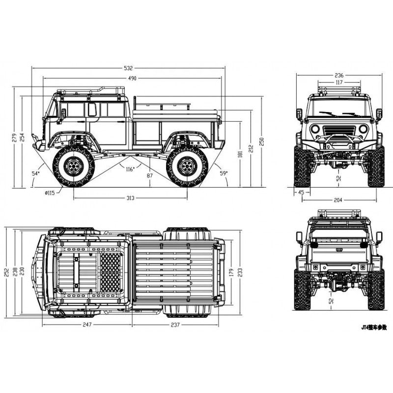 Kit crawler JT4 EMO 1/10 RTR (bleu/blanc) - CRO90100092