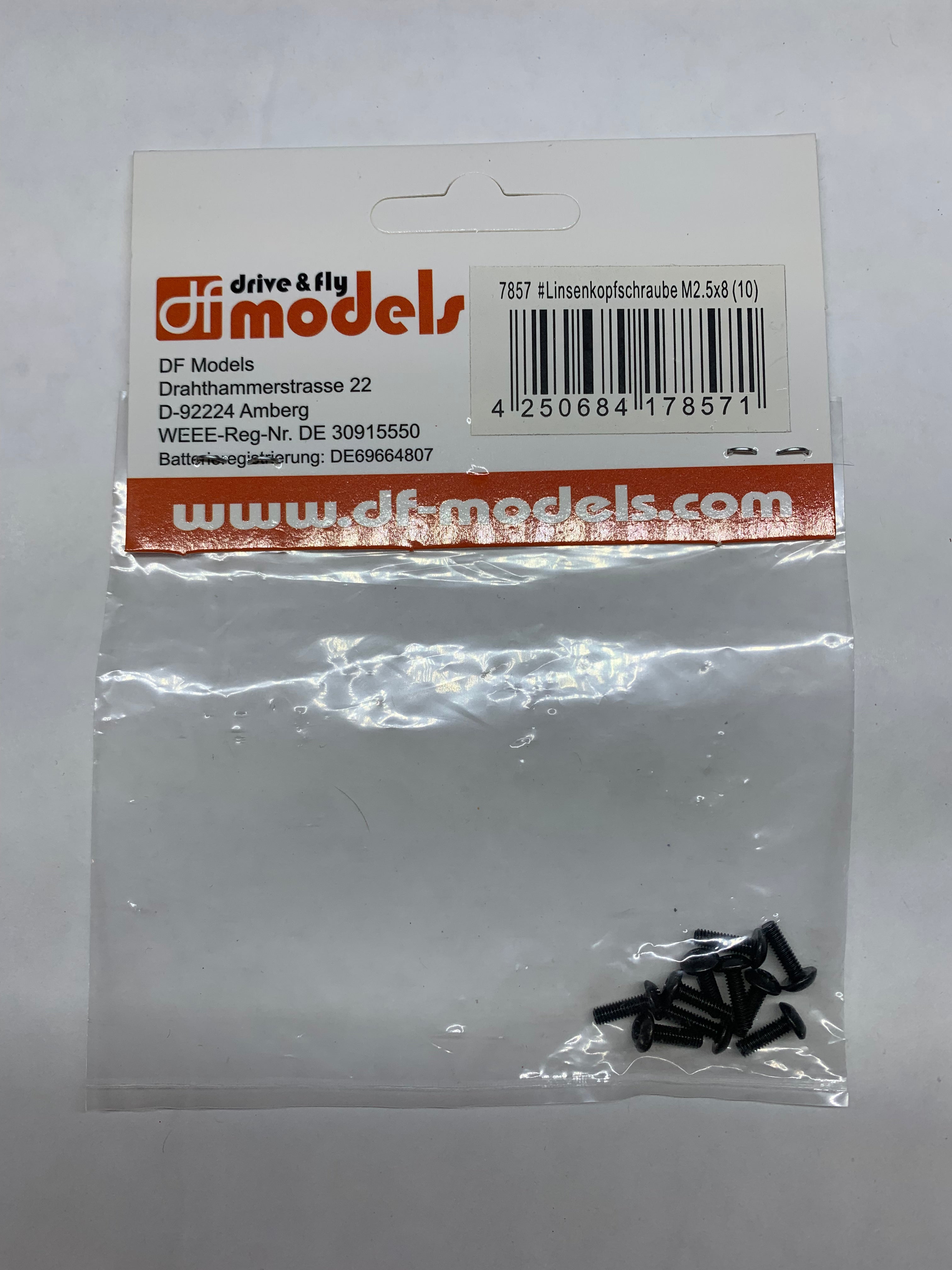 Vis à tête cylindrique M2,5x8 (x10) - DF Models 7857