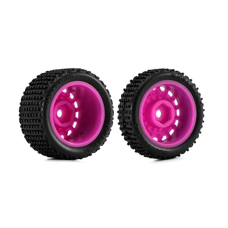 Pneus et roues pré-montés magenta INJORA pour buggy Losi Micro-B 1/24 - MBT01-MA