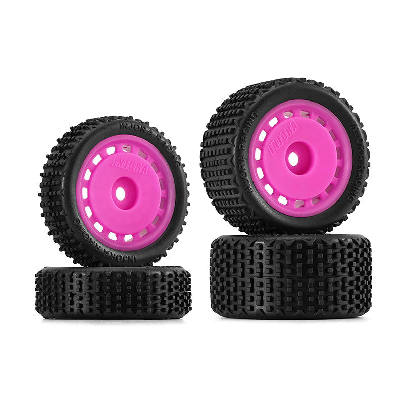 Pneus et roues pré-montés magenta INJORA pour buggy Losi Micro-B 1/24 - MBT01-MA