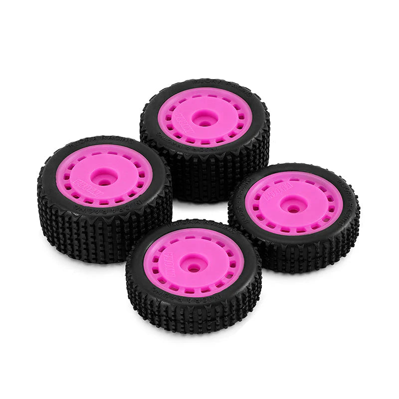 Pneus et roues pré-montés magenta INJORA pour buggy Losi Micro-B 1/24 - MBT01-MA