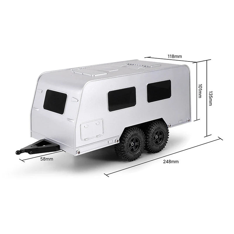 Remorque de camping-car silver INJORA avec attelage pour 1/18 TRX4M - AX-TC09SR - Breizh Modélisme.