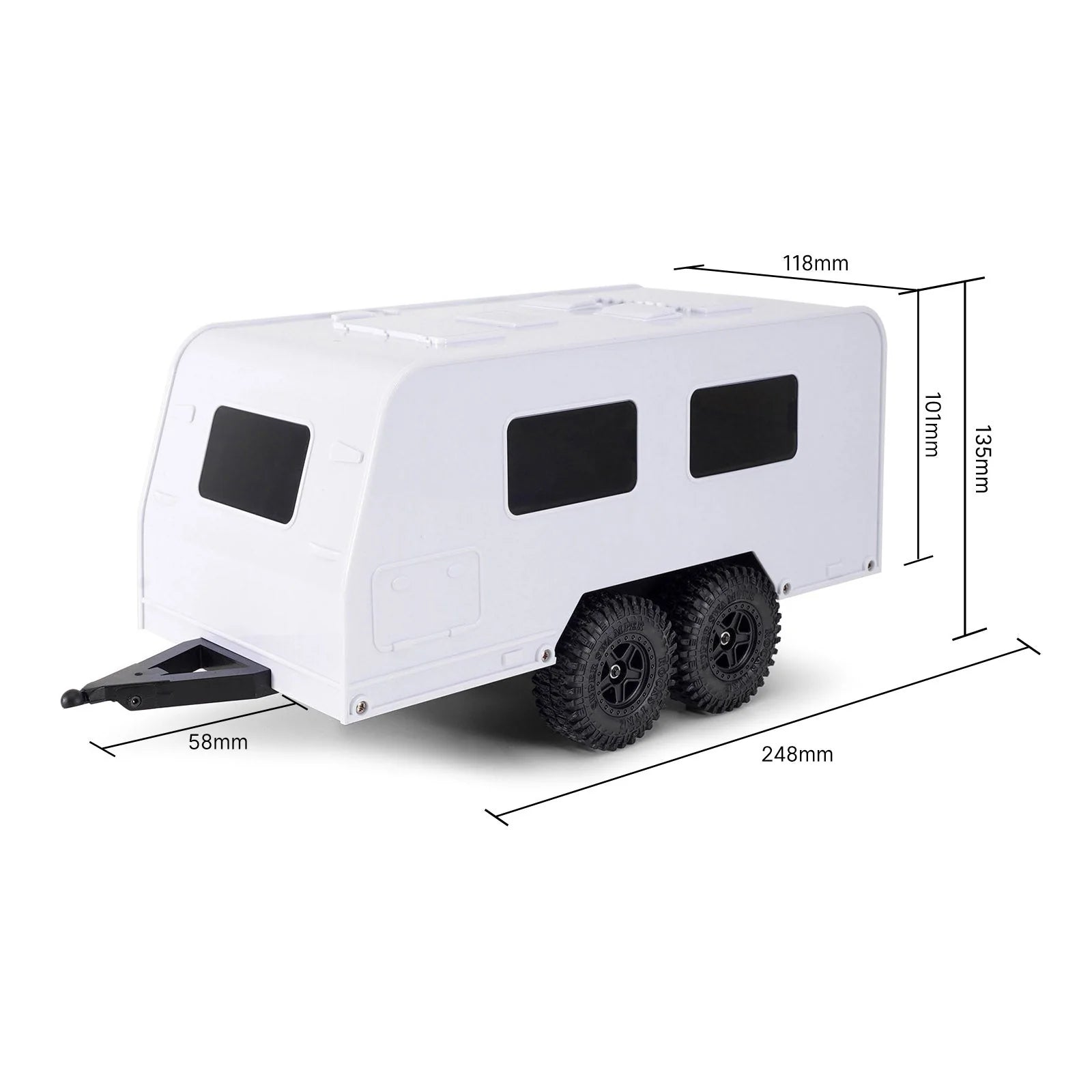 Remorque de camping-car blanc INJORA avec attelage pour 1/18 TRX4M - AX-TC09WH - Breizh Modélisme.
