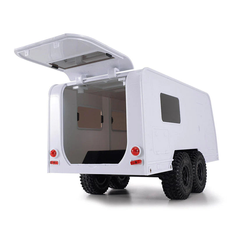 Remorque de camping-car blanc INJORA avec attelage pour 1/18 TRX4M - AX-TC09WH - Breizh Modélisme.