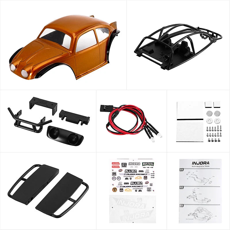 Carrosserie INJORA BUG18 orange universel TRX4M 1/18