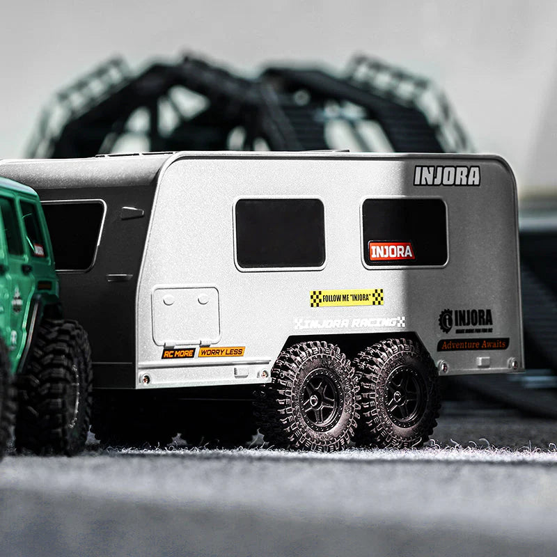 Remorque de camping-car silver INJORA avec attelage pour 1/18 TRX4M - AX-TC09SR - Breizh Modélisme.