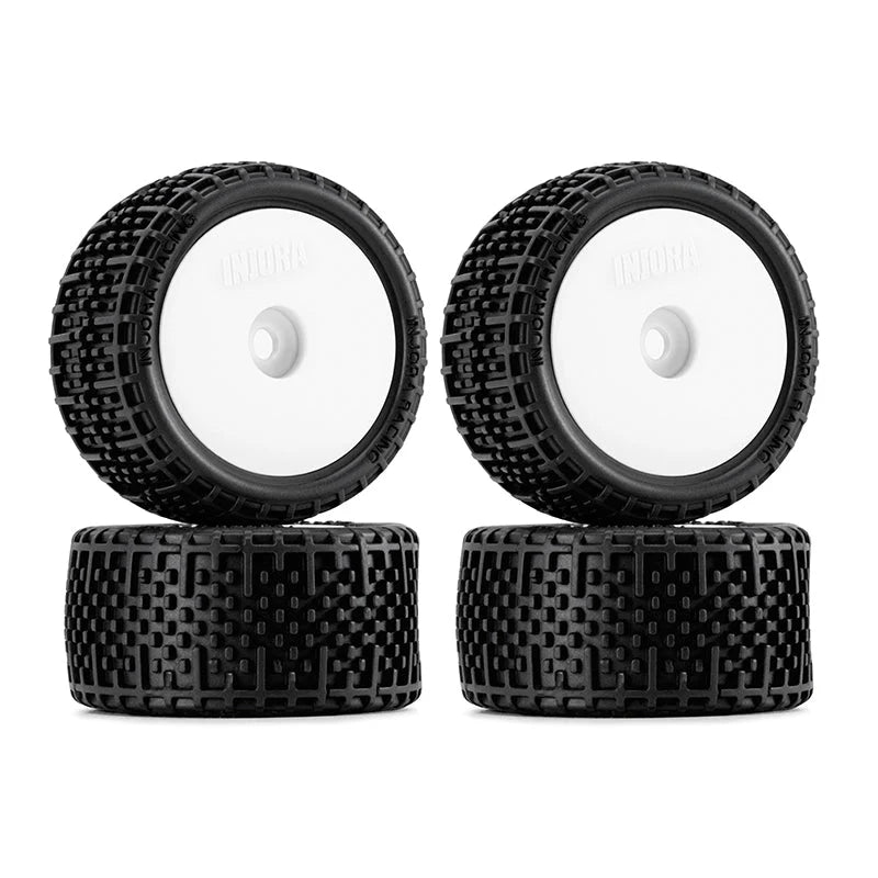 2 roues de Buggy Injora non collées Losi Micro-T 1/28 blanc - MBT04-WH