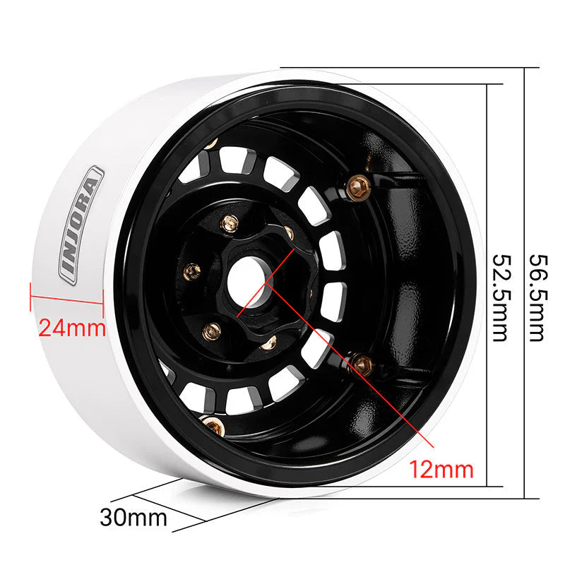 Jantes multi-rayons INJORA 1,9" en aluminium CNC noir pour crawler RC 1/10 - DGW-1902BK - Breizh Modélisme.