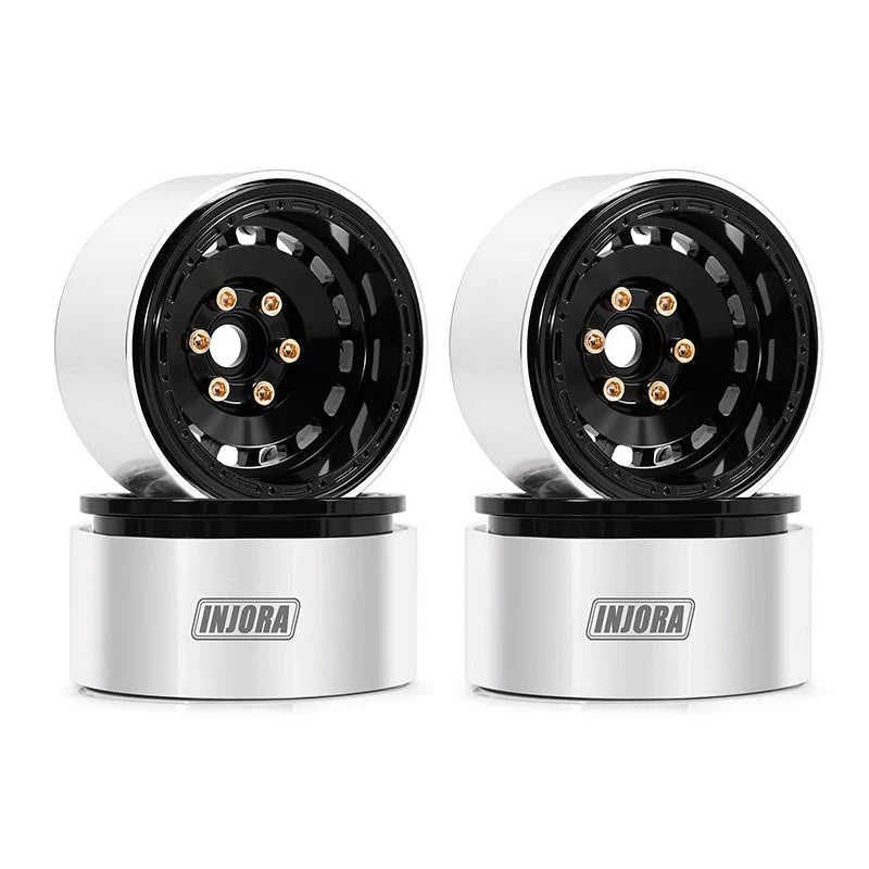 4 jantes INJORA 1,9" noir en aluminium CNC pour crawlers RC 1/10 (W1903)