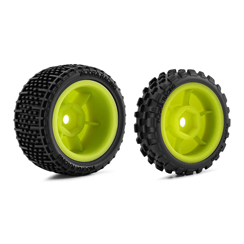 2 roues de Buggy Injora non collées Losi Micro-B 1/24 jaune - MBT03-YE