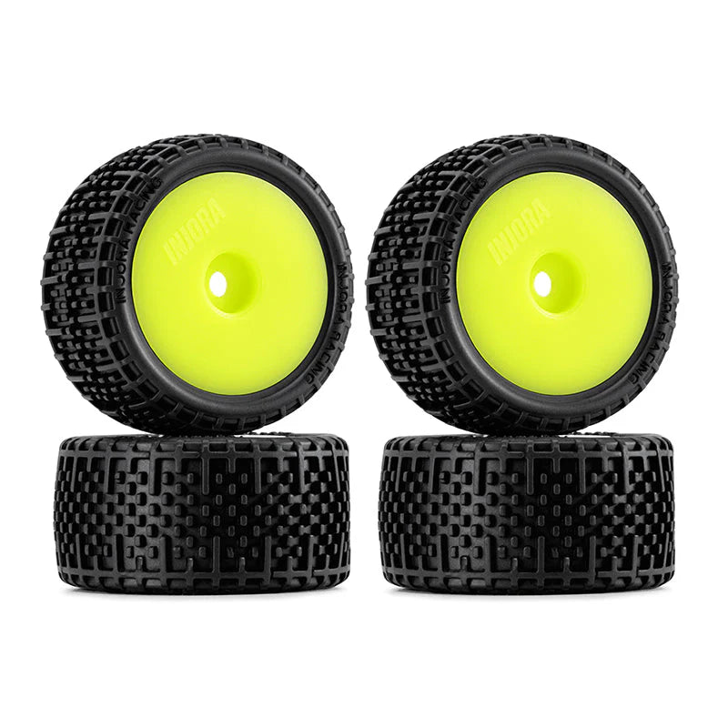 2 roues de Buggy Injora non collées Losi Micro-T 1/28 jaune - MBT04-YE